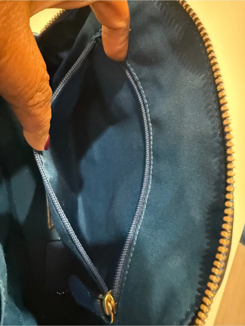 Coach Blue Crossgrain Leather Mini Dome Satchel Crossbody Bag with Gold Hardware